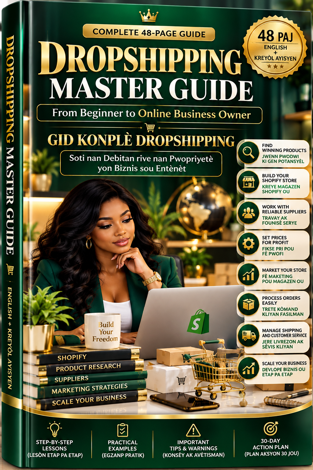 Kouvèti Dropshipping Master Guide vèt emwòd ak lò