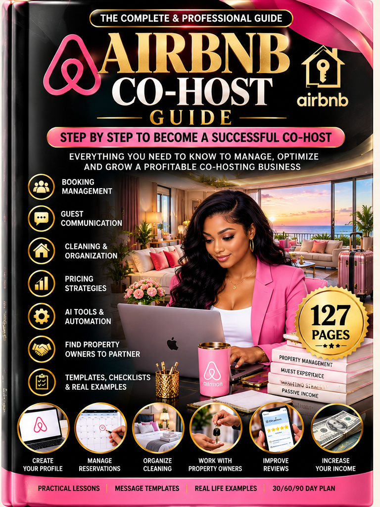 English Airbnb Co-Host guide pink black cover