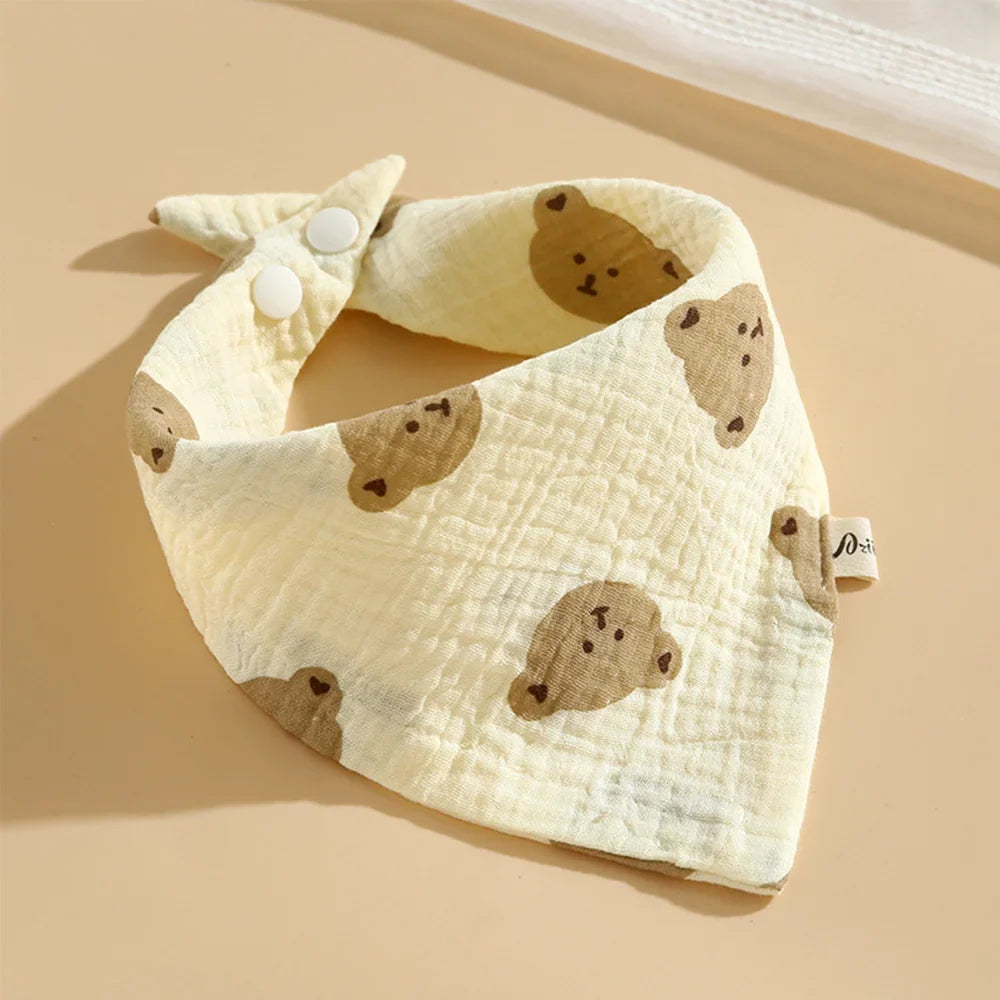3PC Baby Cotton Soft Muslin Burp Cloths | Color-Matching Bandana Handkerchief & Feeding Bibs for Infants