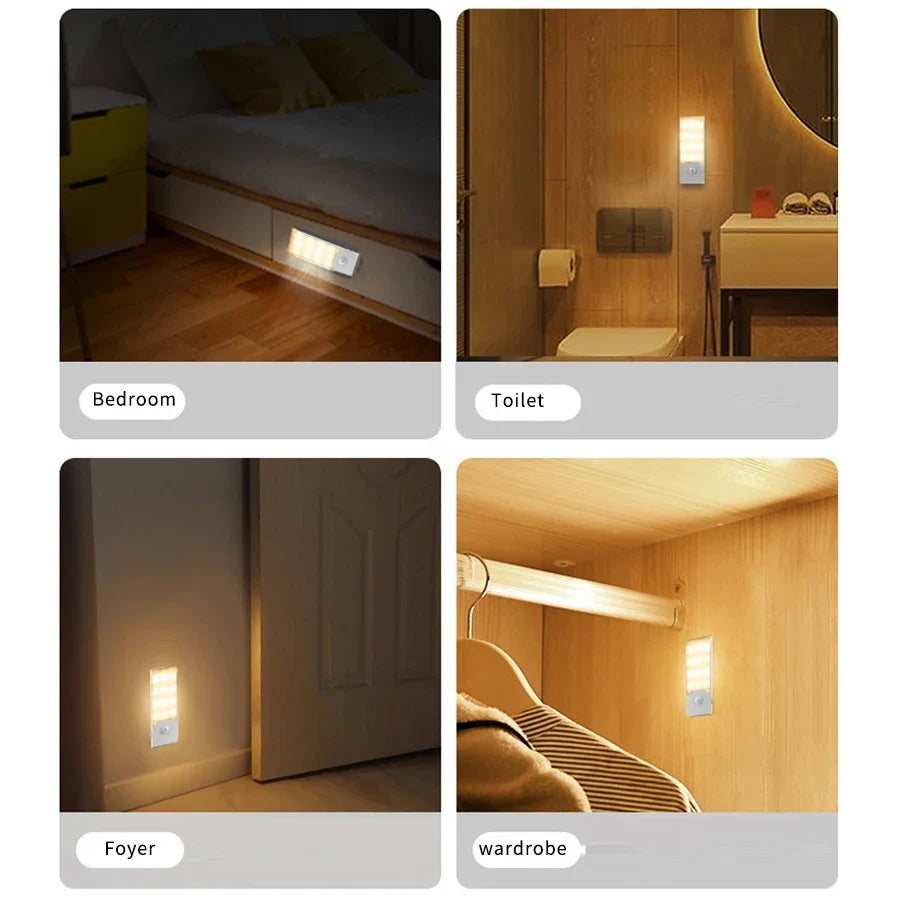Rechargeable Motion Sensor LED Night Light | Portable Night Lamp for Bedroom Kitchen Cabinet Stairs