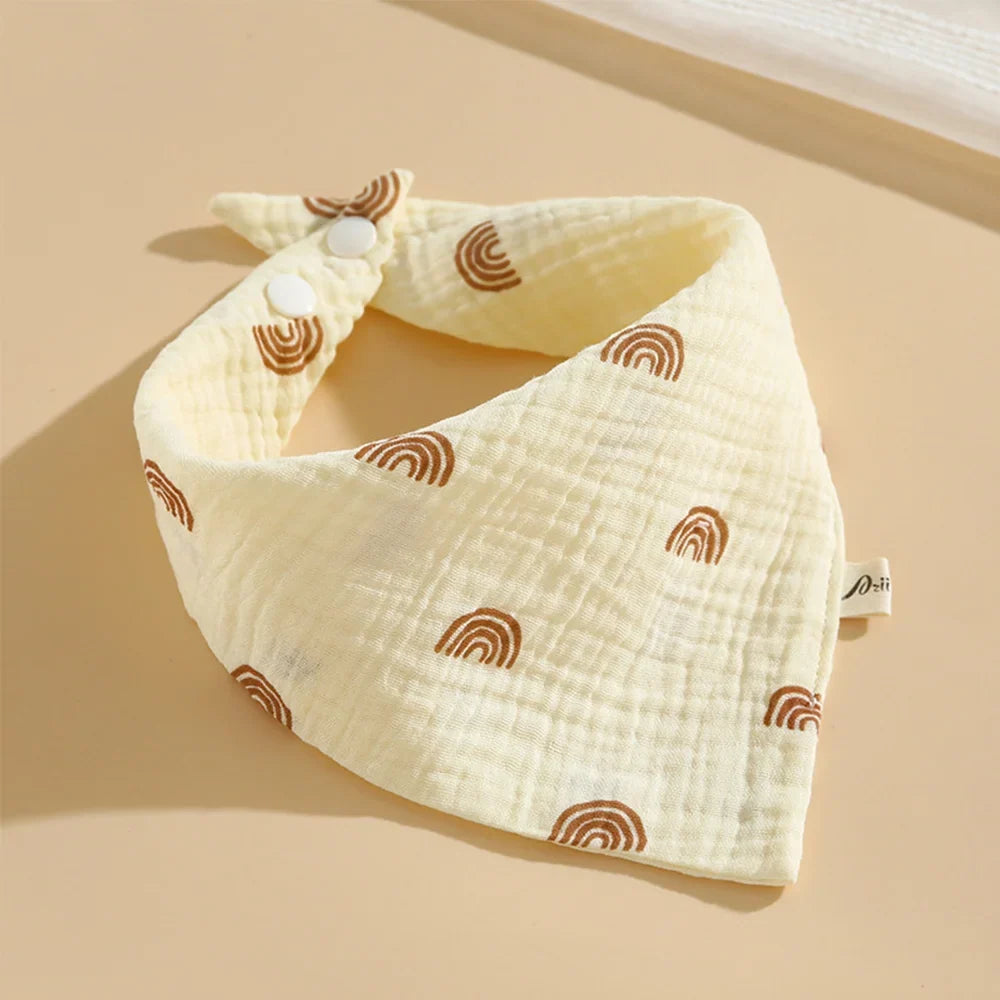 3PC Baby Cotton Soft Muslin Burp Cloths | Color-Matching Bandana Handkerchief & Feeding Bibs for Infants