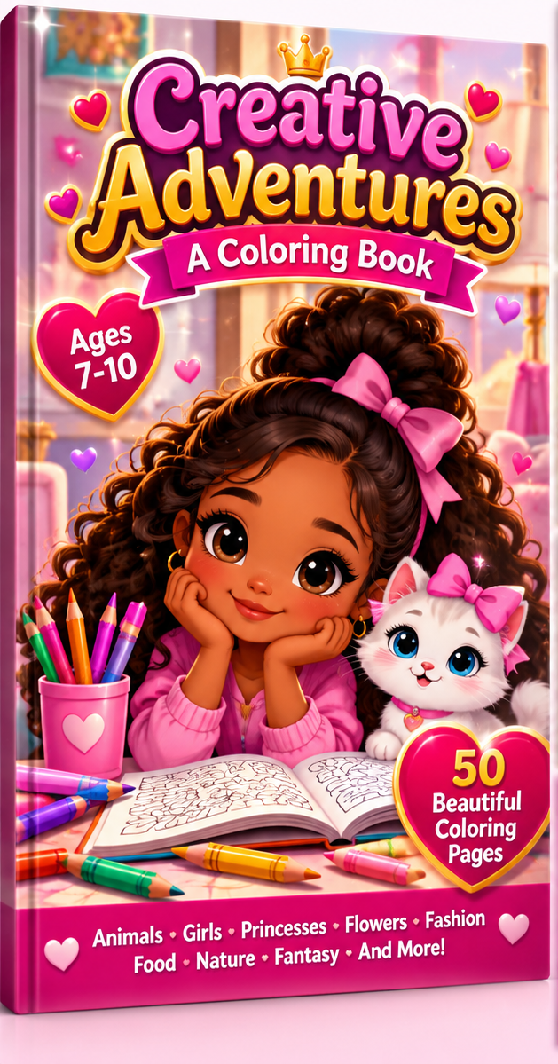 Creative Adventures girls coloring book cover ages 7 to 10